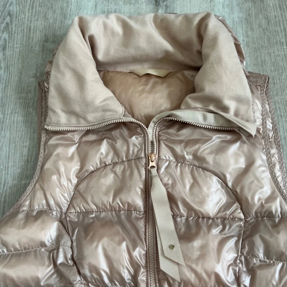 Lululemon Fluffin Awesome Vest Puffer Rose Gold Packable Goose Down Womens 8